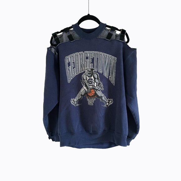 Furst Of A Kind Tops - Vintage Georgetown Navy Sweatshirt 2XL Furst Of A Kind Upcycled Shoulder Straps